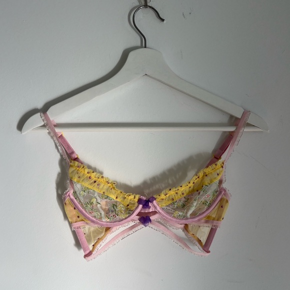 For Love And Lemons Other - For Love And Lemons Pink and Yellow Lace Bralette